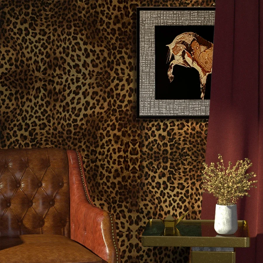Leopard Print Self-adhesive Wallpaper for Home Decoration Dining Room Living Room Bedroom TV Background Wall PVC Sticker