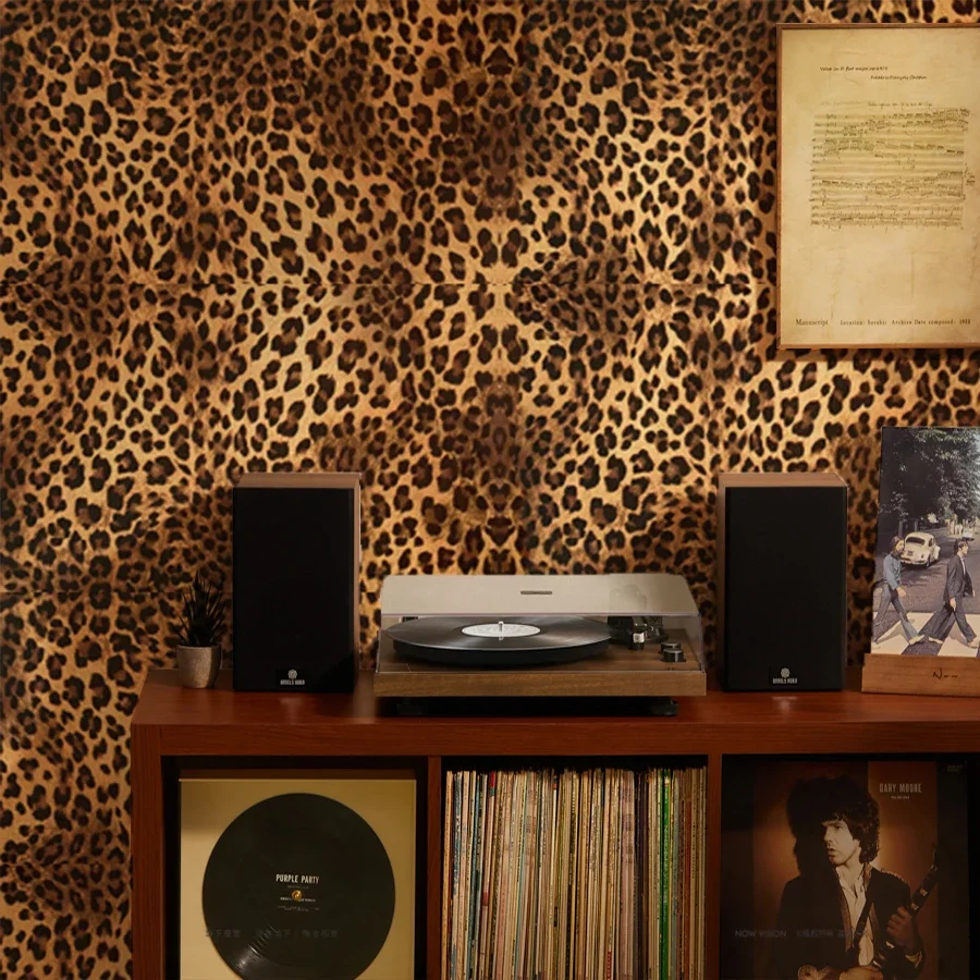 Leopard Print Self-adhesive Wallpaper for Home Decoration Dining Room Living Room Bedroom TV Background Wall PVC Sticker
