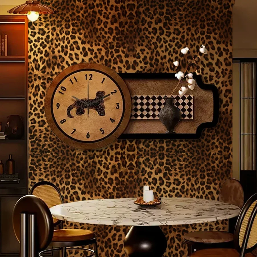 Leopard Print Self-adhesive Wallpaper for Home Decoration Dining Room Living Room Bedroom TV Background Wall PVC Sticker