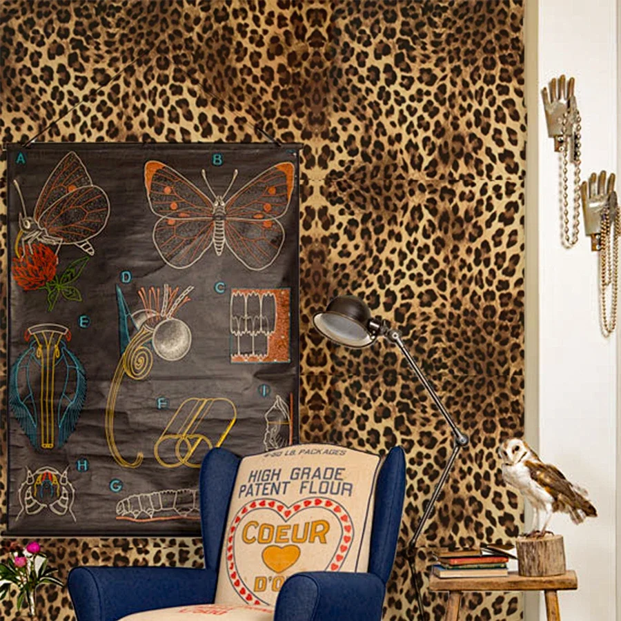Leopard Print Self-adhesive Wallpaper for Home Decoration Dining Room Living Room Bedroom TV Background Wall PVC Sticker