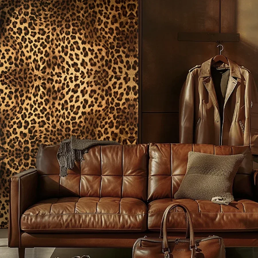 Leopard Print Self-adhesive Wallpaper for Home Decoration Dining Room Living Room Bedroom TV Background Wall PVC Sticker