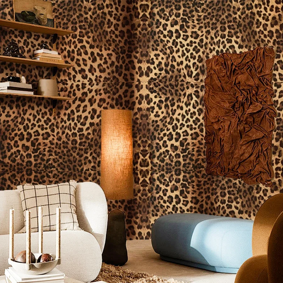 Leopard Print Self-adhesive Wallpaper for Home Decoration Dining Room Living Room Bedroom TV Background Wall PVC Sticker