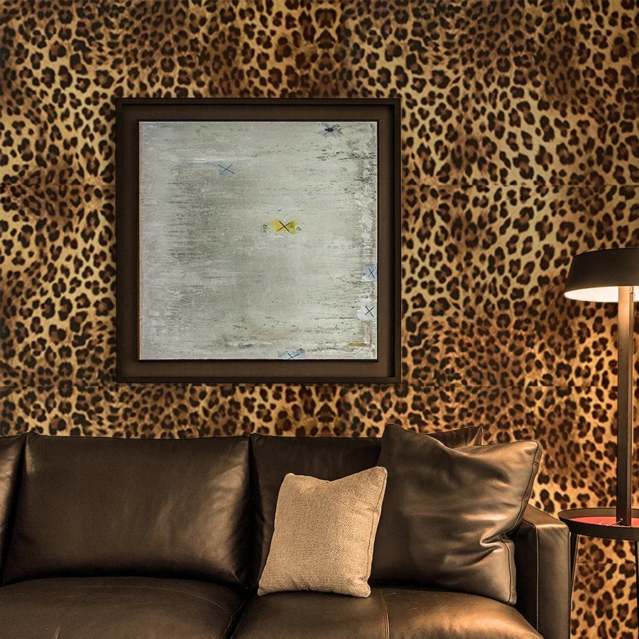Leopard Print Self-adhesive Wallpaper for Home Decoration Dining Room Living Room Bedroom TV Background Wall PVC Sticker