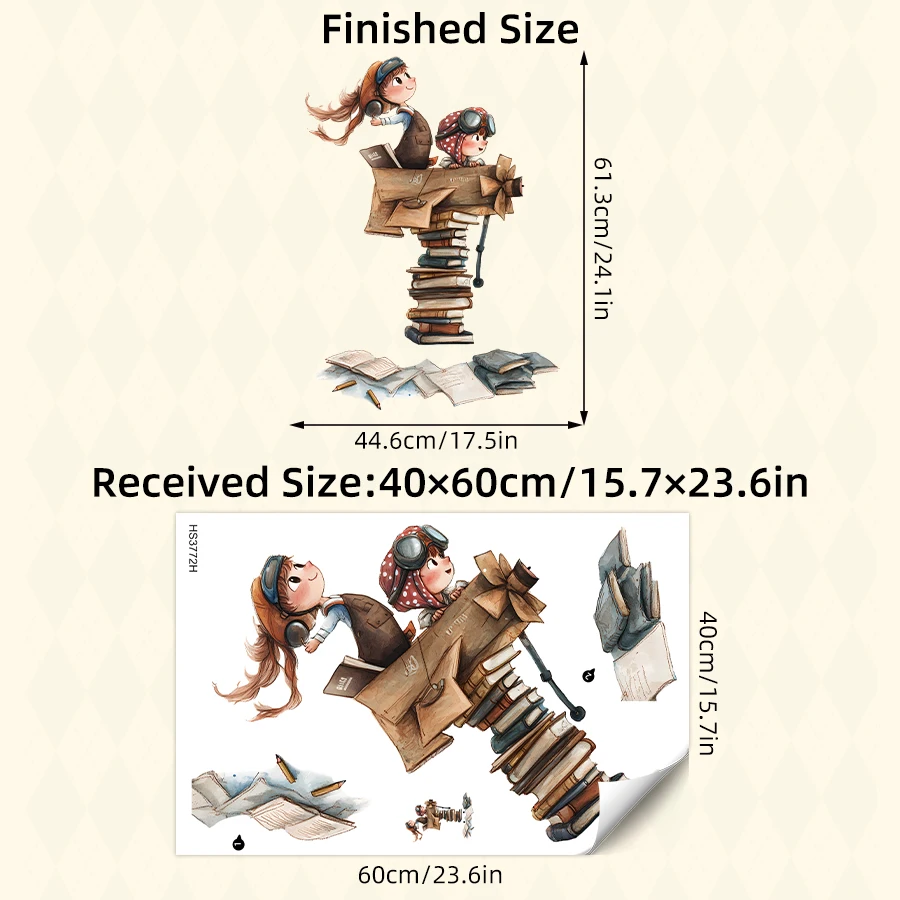 1pcs Cartoon Dreams And Books Removable PVC Wall Stickers For Kids Room Decoration Nursery Classroom Wall Art Decals