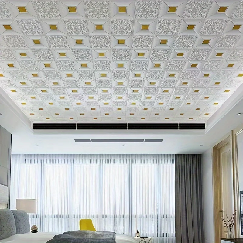 1/5/10Pcs 70x70cm Big Size Ceiling Wallpaper 3D Brick Waterproof Wall Stickers Foam Self-Adchive Wall Decoration