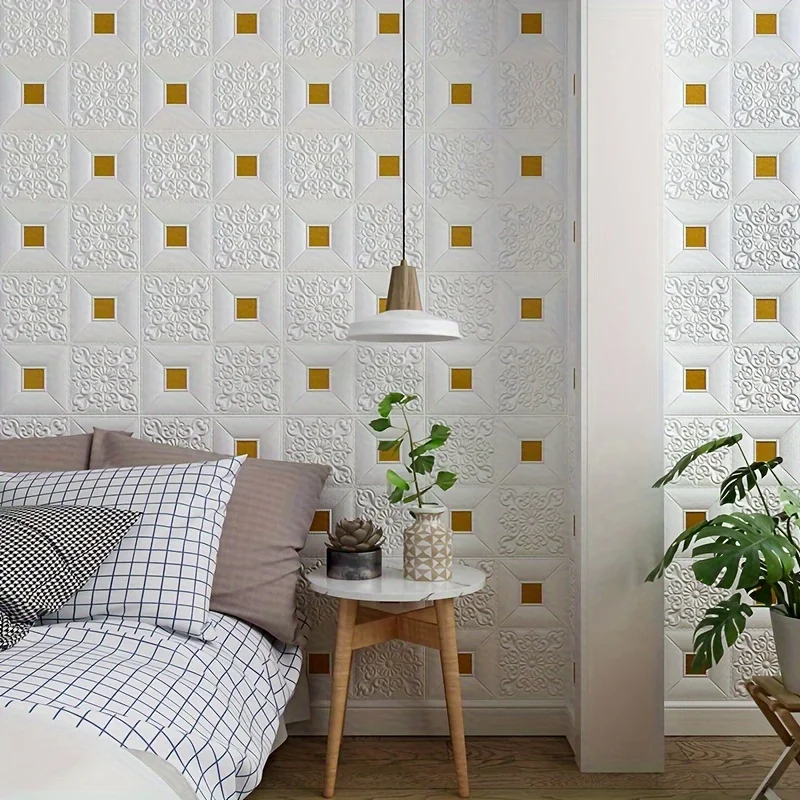 1/5/10Pcs 70x70cm Big Size Ceiling Wallpaper 3D Brick Waterproof Wall Stickers Foam Self-Adchive Wall Decoration