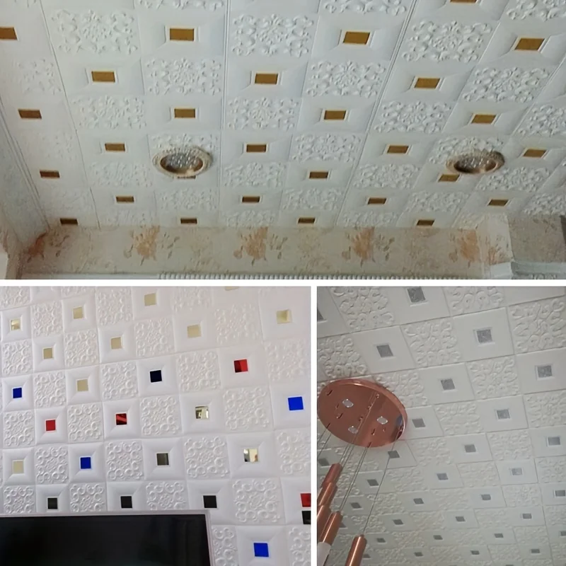 1/5/10Pcs 70x70cm Big Size Ceiling Wallpaper 3D Brick Waterproof Wall Stickers Foam Self-Adchive Wall Decoration