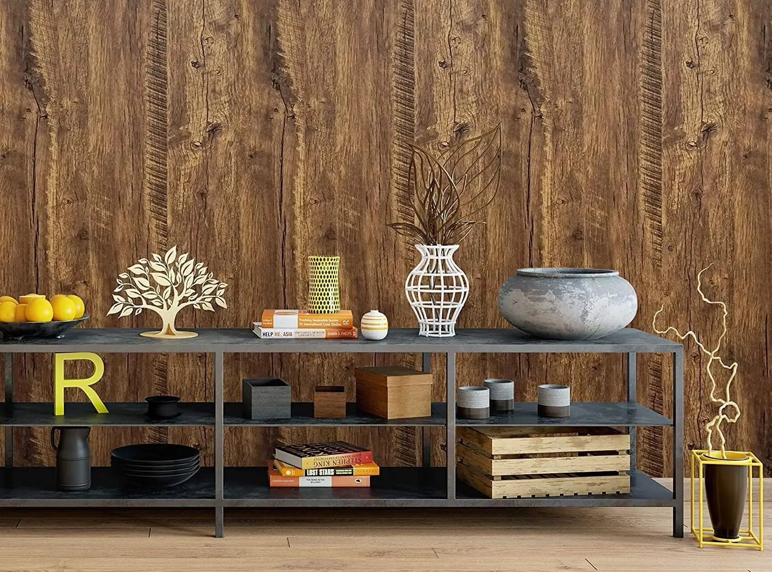 55cm 3D Wood Grain Self Adhesive PVC Wallpaper Waterproof Stickers for Wardrobe Cupboard Table Furniture Home Decor