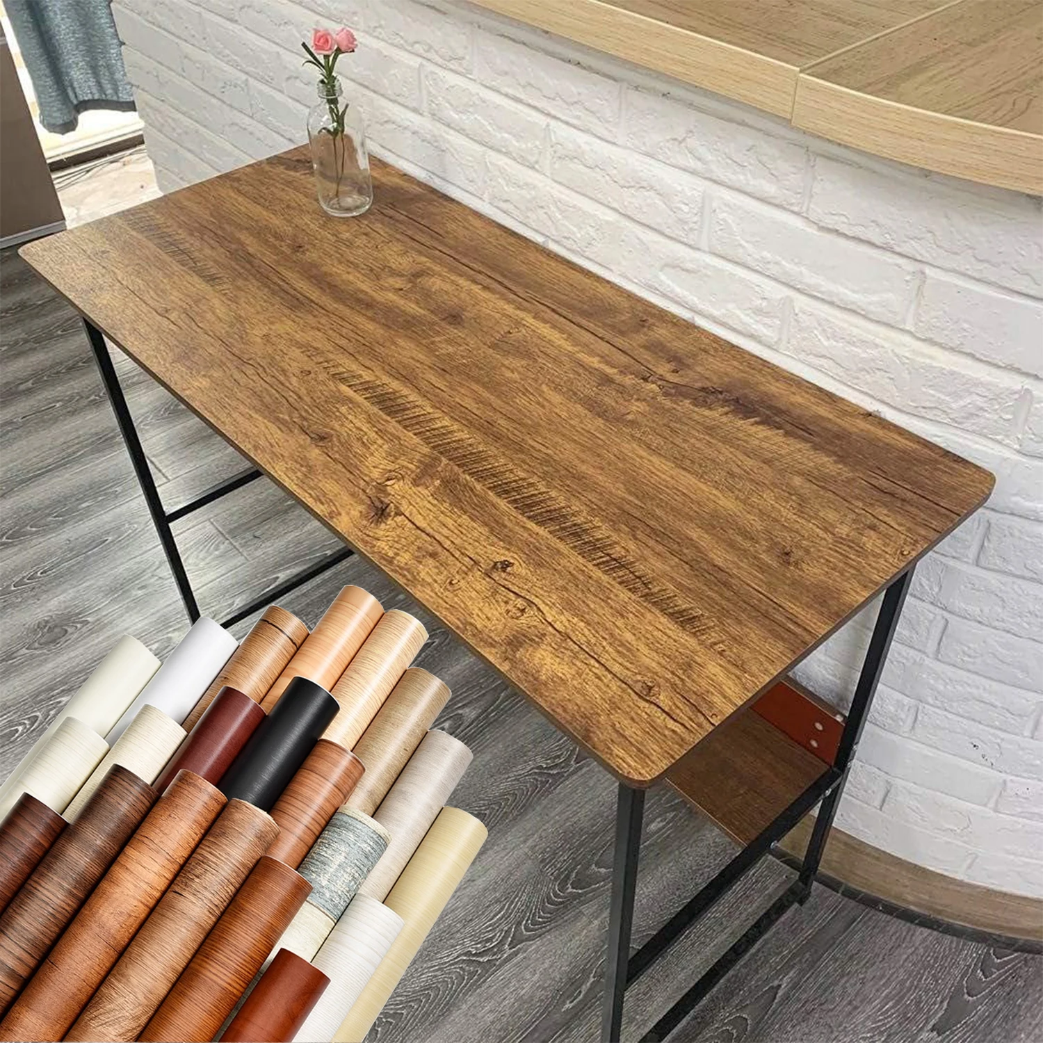 55cm 3D Wood Grain Self Adhesive PVC Wallpaper Waterproof Stickers for Wardrobe Cupboard Table Furniture Home Decor
