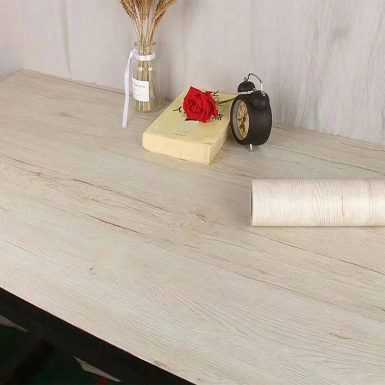 55cm 3D Wood Grain Self Adhesive PVC Wallpaper Waterproof Stickers for Wardrobe Cupboard Table Furniture Home Decor