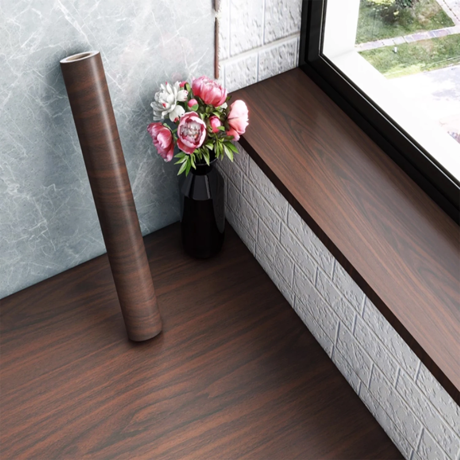 55cm 3D Wood Grain Self Adhesive PVC Wallpaper Waterproof Stickers for Wardrobe Cupboard Table Furniture Home Decor