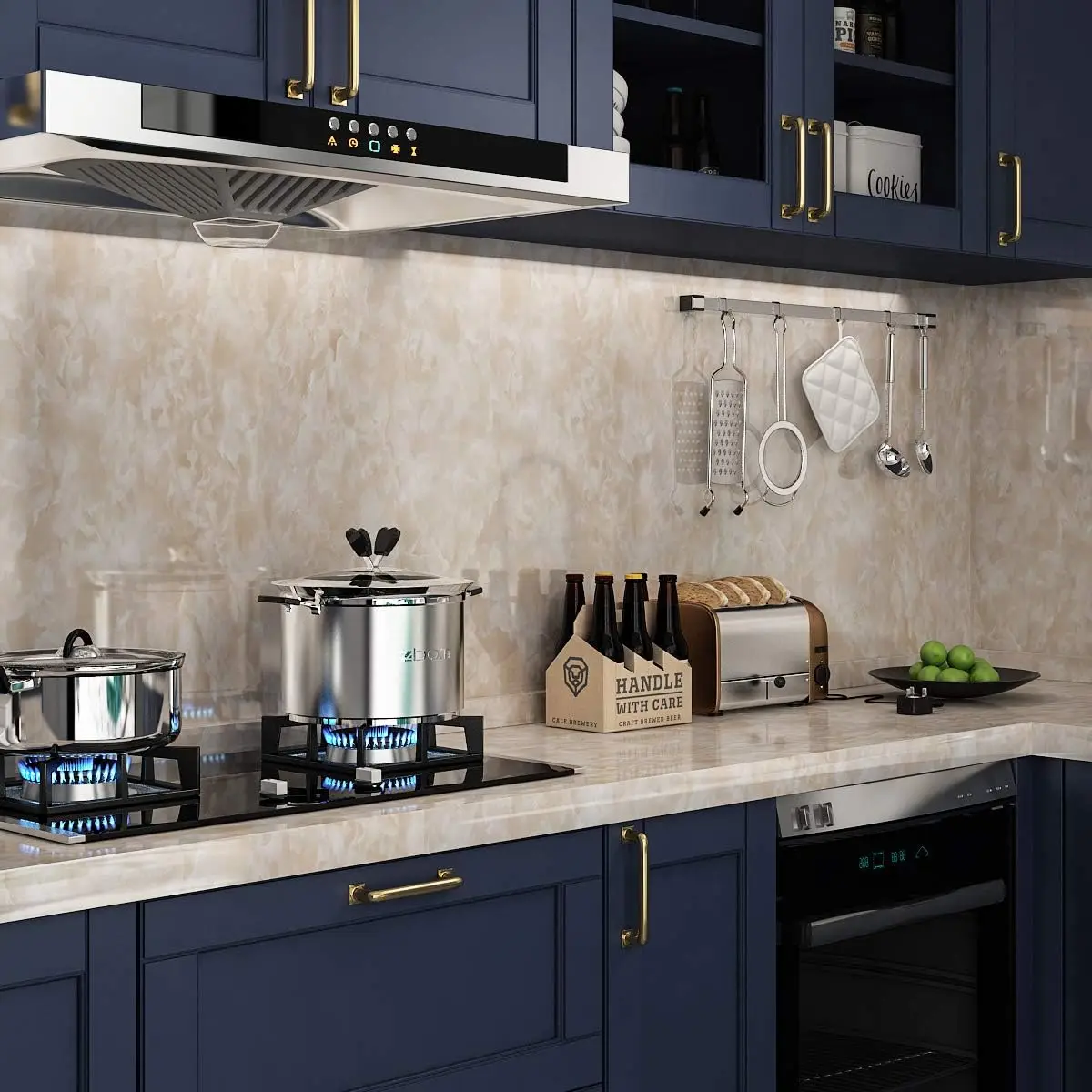 Marble Self-Adhesive Film - Water/Oil Resistant PVC Wallpaper for Kitchen Backsplash & Countertops - Peel & Stick