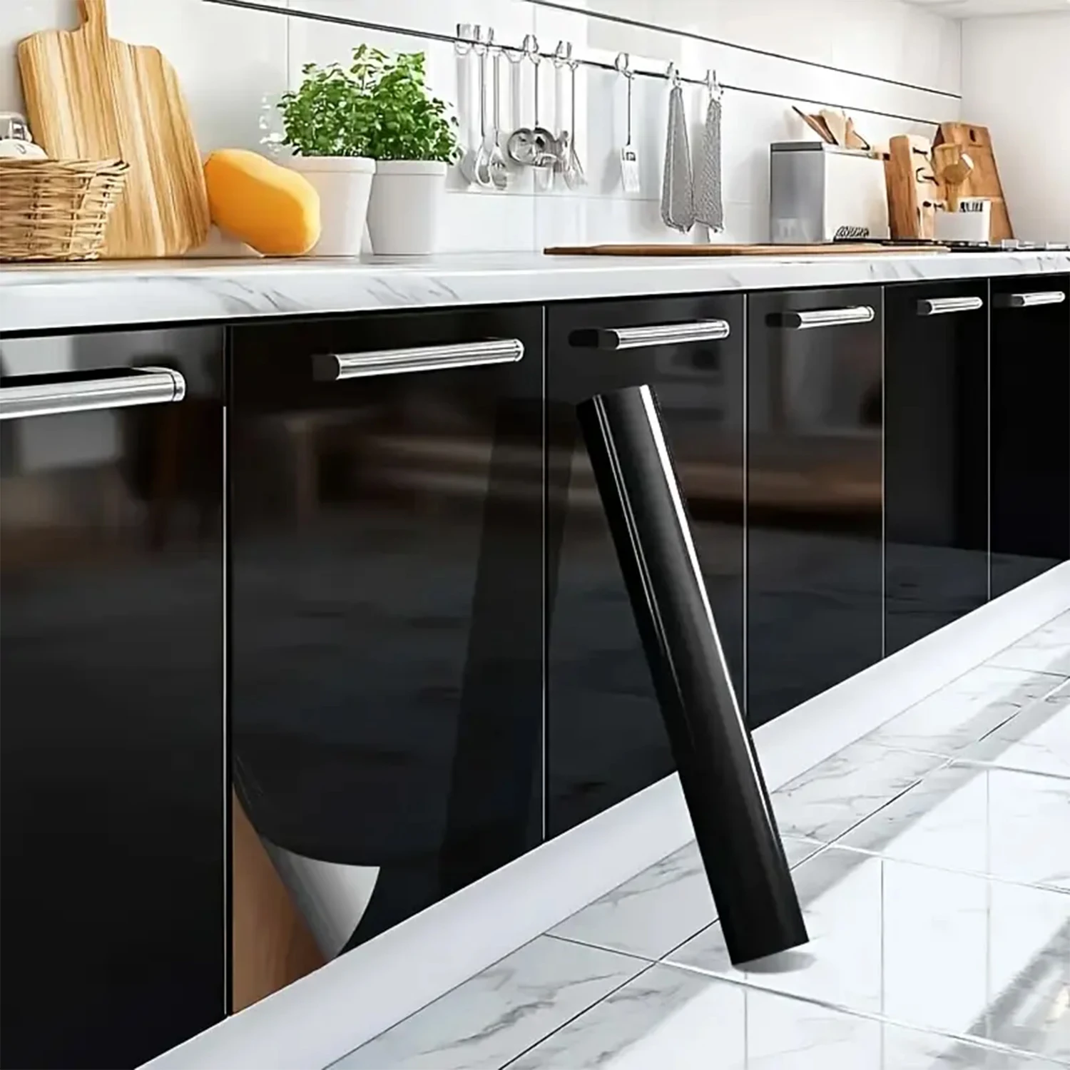 Marble Self-Adhesive Film - Water/Oil Resistant PVC Wallpaper for Kitchen Backsplash & Countertops - Peel & Stick