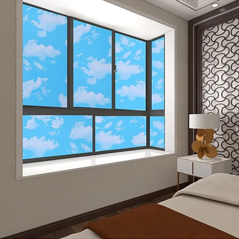 Blue Sky White Clouds Self-adhesive Wallpaper Moisture-proof Bedroom University Dormitory Children's Room PVC Sticker Wallpaper