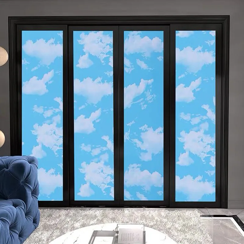 Blue Sky White Clouds Self-adhesive Wallpaper Moisture-proof Bedroom University Dormitory Children's Room PVC Sticker Wallpaper