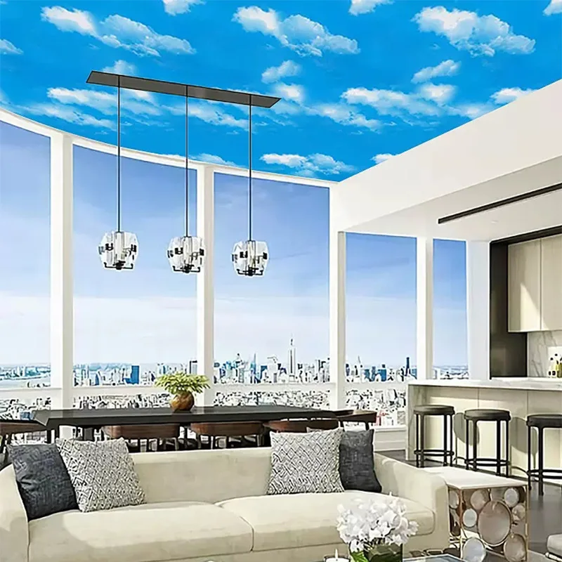 Blue Sky White Clouds Self-adhesive Wallpaper Moisture-proof Bedroom University Dormitory Children's Room PVC Sticker Wallpaper