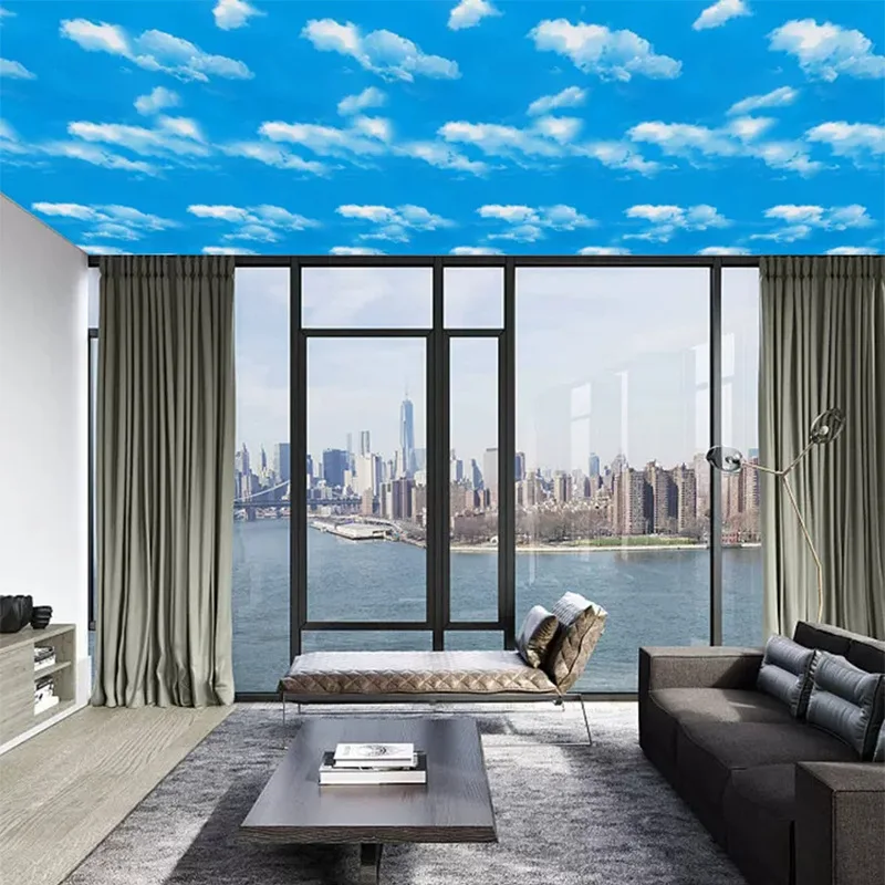 Blue Sky White Clouds Self-adhesive Wallpaper Moisture-proof Bedroom University Dormitory Children's Room PVC Sticker Wallpaper