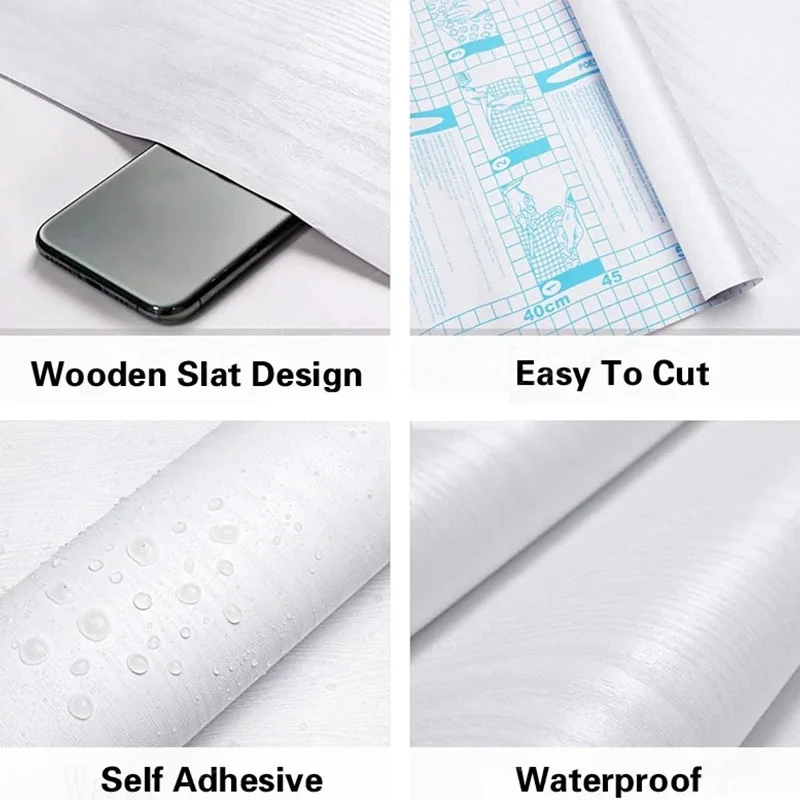 PVC Waterproof Self Adhesive Wallpaper Wall in Rolls Furniture Cabinets Vinyl Decorative Film Wood Grain Stickers For Home Decor