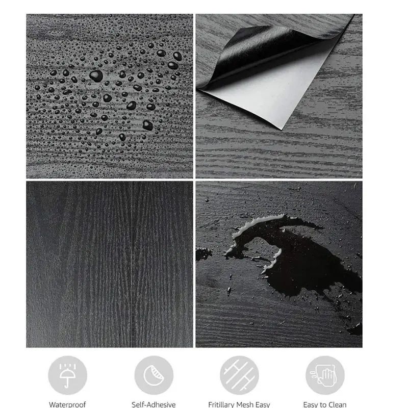 PVC Waterproof Self Adhesive Wallpaper Wall in Rolls Furniture Cabinets Vinyl Decorative Film Wood Grain Stickers For Home Decor
