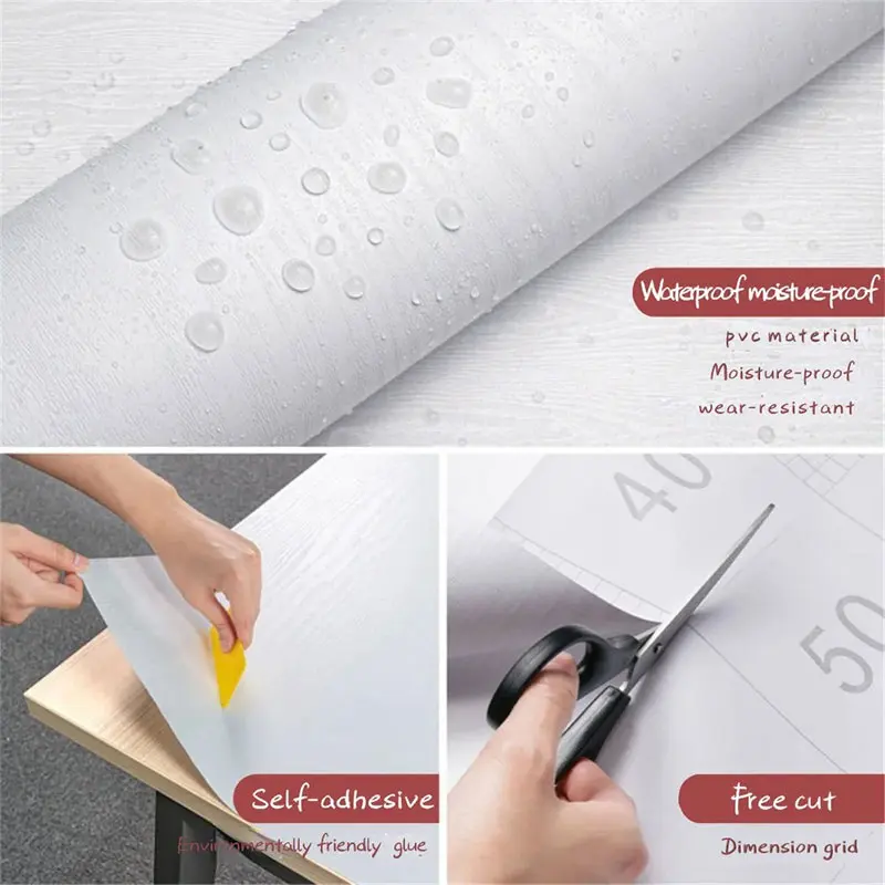 PVC Waterproof Self Adhesive Wallpaper Wall in Rolls Furniture Cabinets Vinyl Decorative Film Wood Grain Stickers For Home Decor
