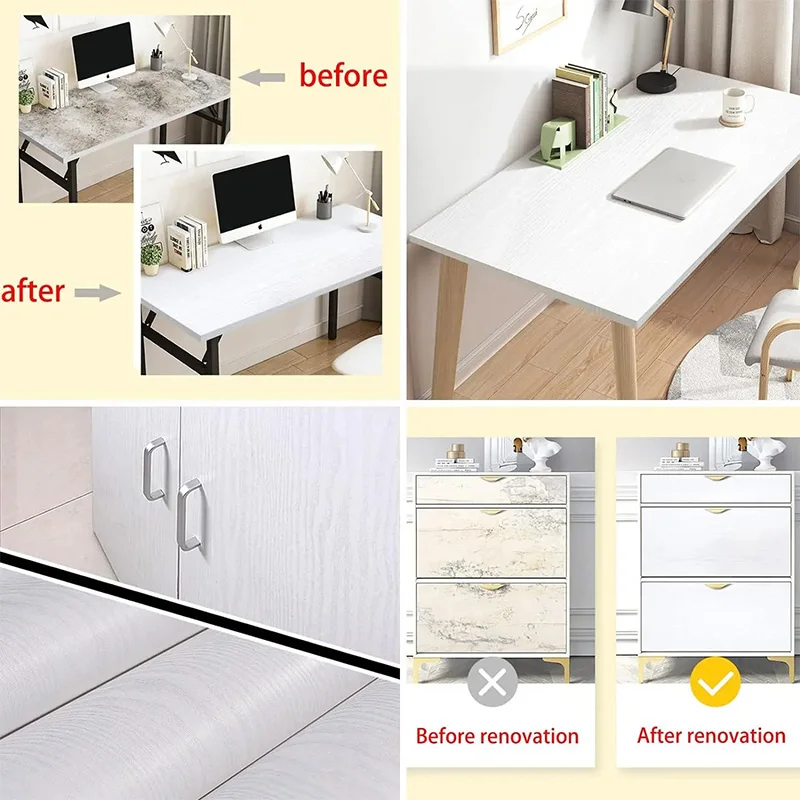 PVC Waterproof Self Adhesive Wallpaper Wall in Rolls Furniture Cabinets Vinyl Decorative Film Wood Grain Stickers For Home Decor