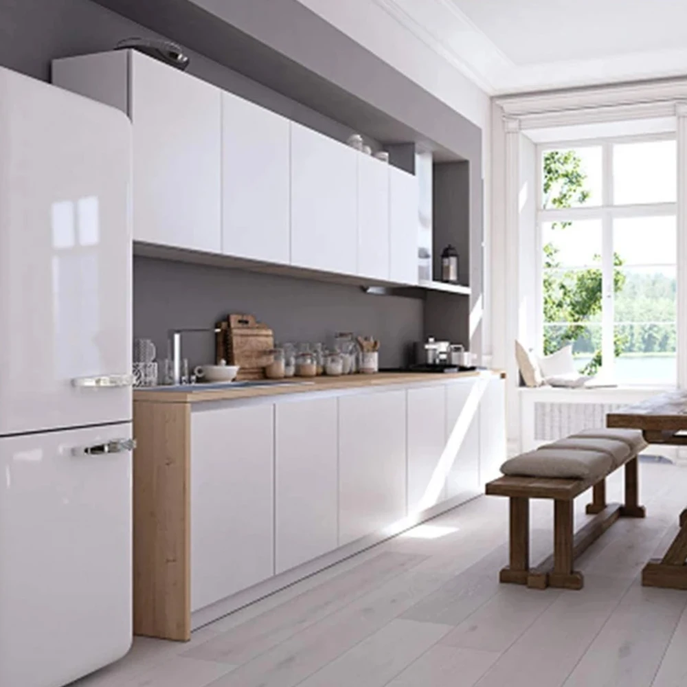 Glossy White Stickers Vinyl Self Adhesive Waterproof Oil Proof Sticker Kitchen Counter Panels Furniture Renovation Wallpaper