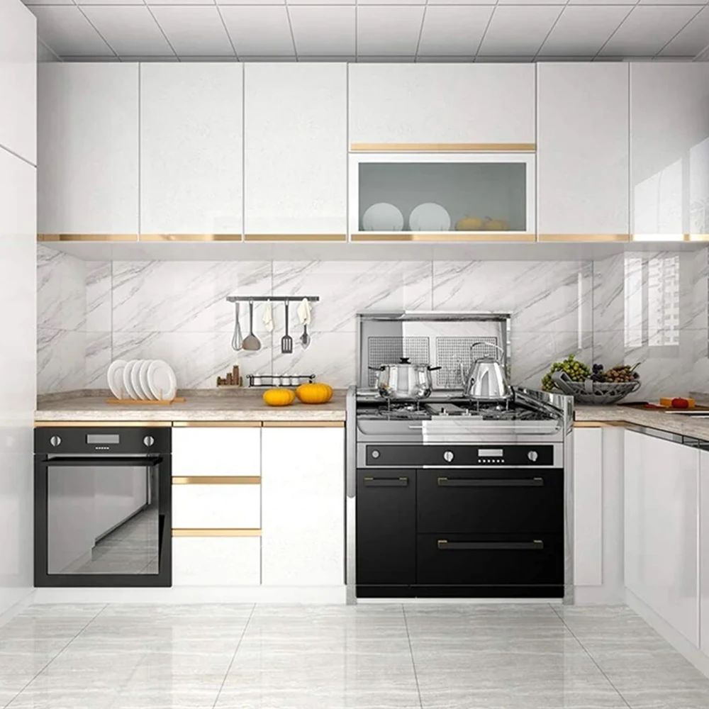 Glossy White Stickers Vinyl Self Adhesive Waterproof Oil Proof Sticker Kitchen Counter Panels Furniture Renovation Wallpaper