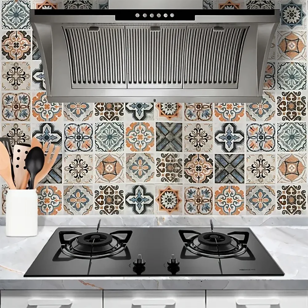 PVC Waterproof Wall Stickers 40cm Bathroom Self Adhesive Wallpaper Kitchen Oil-proof Cabinet Renovation European Style 3D Home
