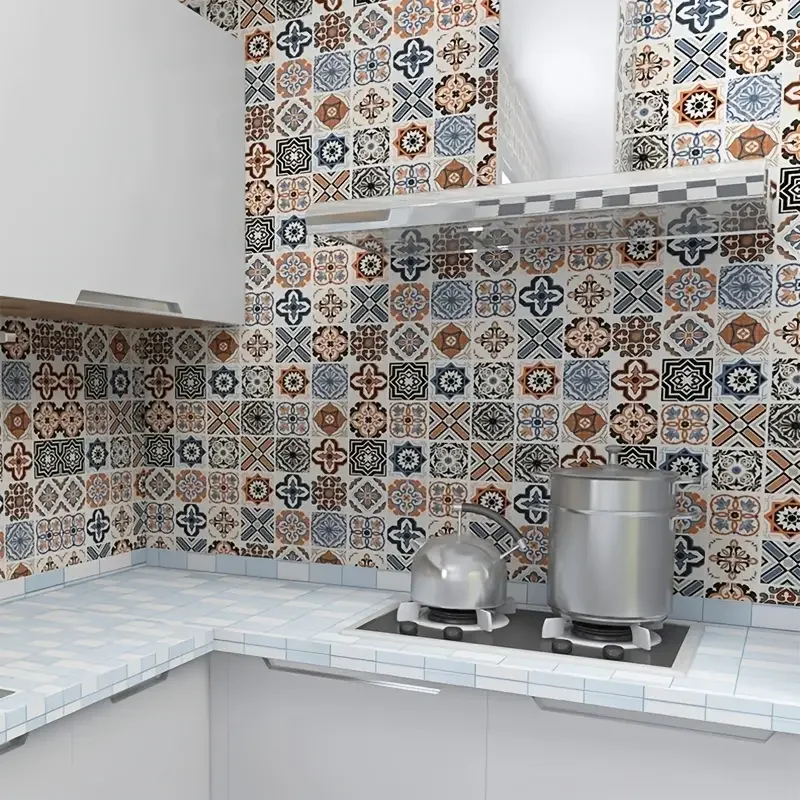 PVC Waterproof Wall Stickers 40cm Bathroom Self Adhesive Wallpaper Kitchen Oil-proof Cabinet Renovation European Style 3D Home
