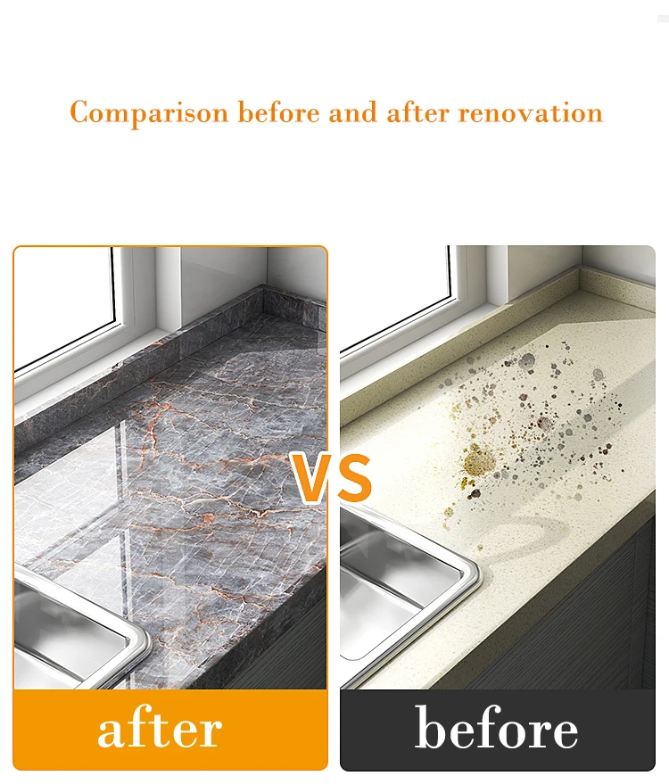 60cm Waterproof Oil Resistant Mold Resistant Self-Adhesive PVC Marble Wall Sticker for Kitchen Cabinets Countertops Wallpaper