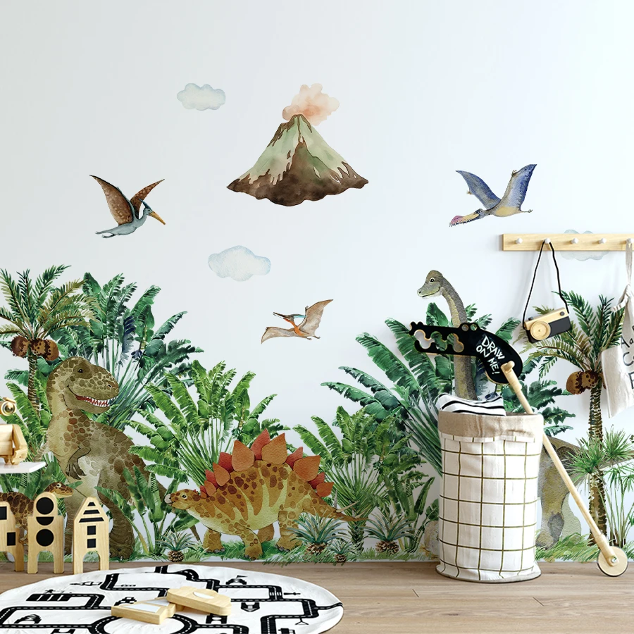 Large Cartoon Dinosaur Wall Stickers - Removable Peel & Stick For Kids Room Bedroom DIY Home Decor Wall Art Decals