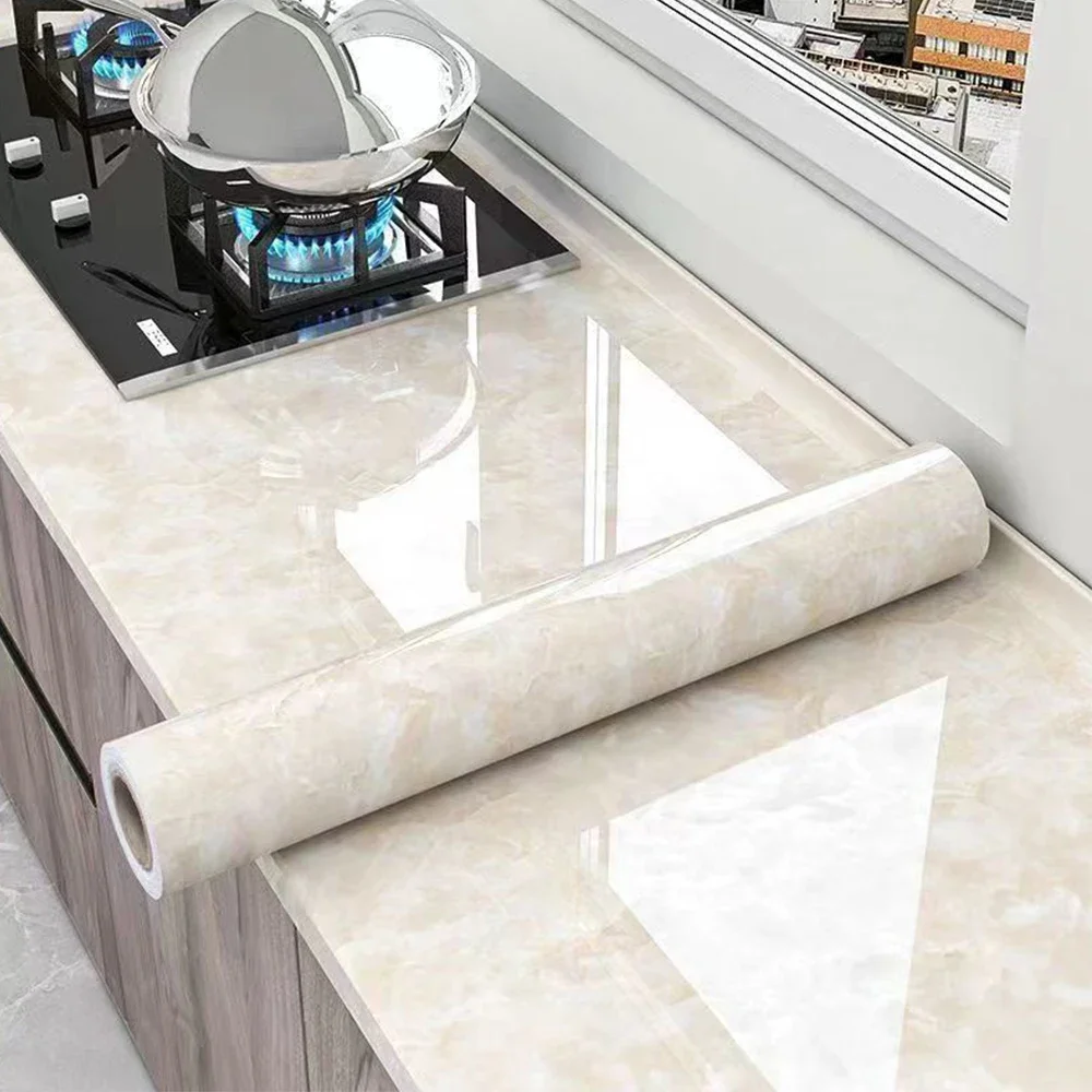 Marble Self Adhesive Wallpaper Waterproof Oil Proof Peel Stick Sticker for Kitchen Countertop Cabinet Furniture Wall Home Renova