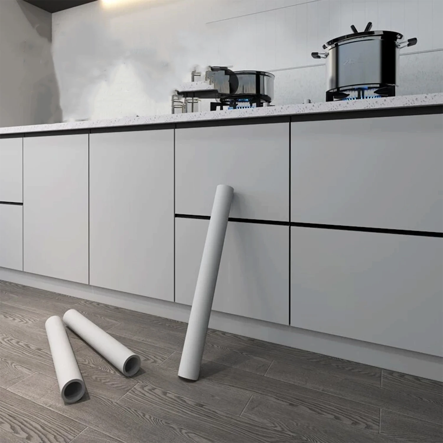 60cmPeel and Stick Vinyl Wallpaper Matte Black Gray White Removable Thick Contact Paper for Walls Kitchens Countertops Cabinets