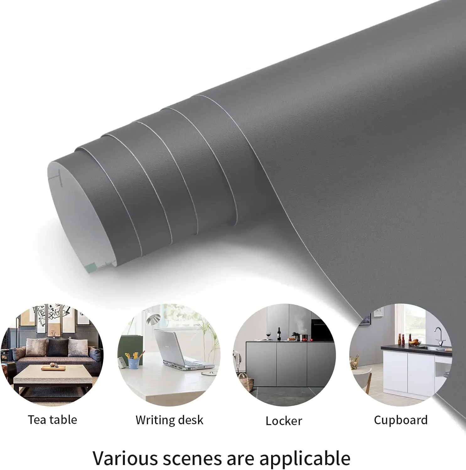 60cmPeel and Stick Vinyl Wallpaper Matte Black Gray White Removable Thick Contact Paper for Walls Kitchens Countertops Cabinets