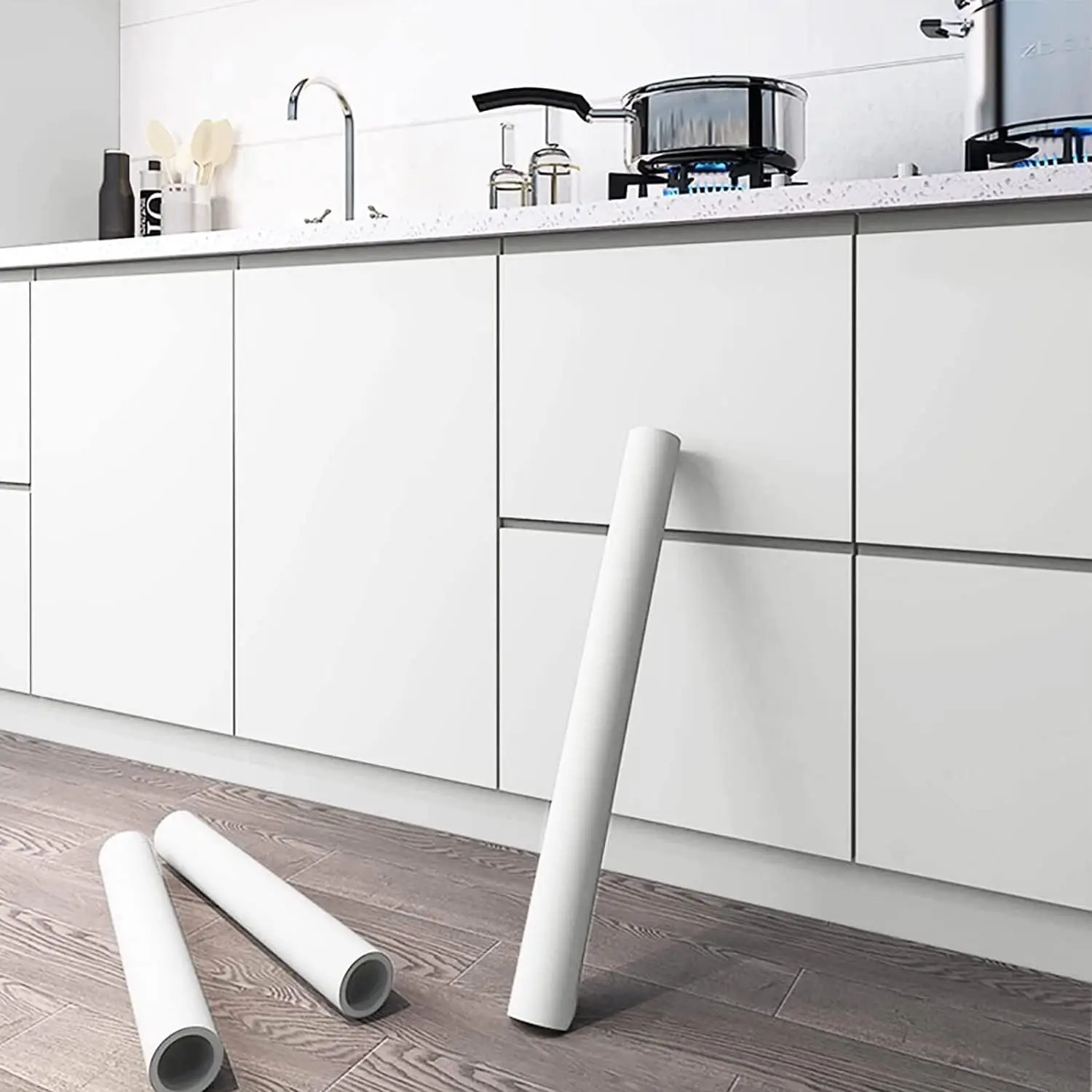 60cmPeel and Stick Vinyl Wallpaper Matte Black Gray White Removable Thick Contact Paper for Walls Kitchens Countertops Cabinets