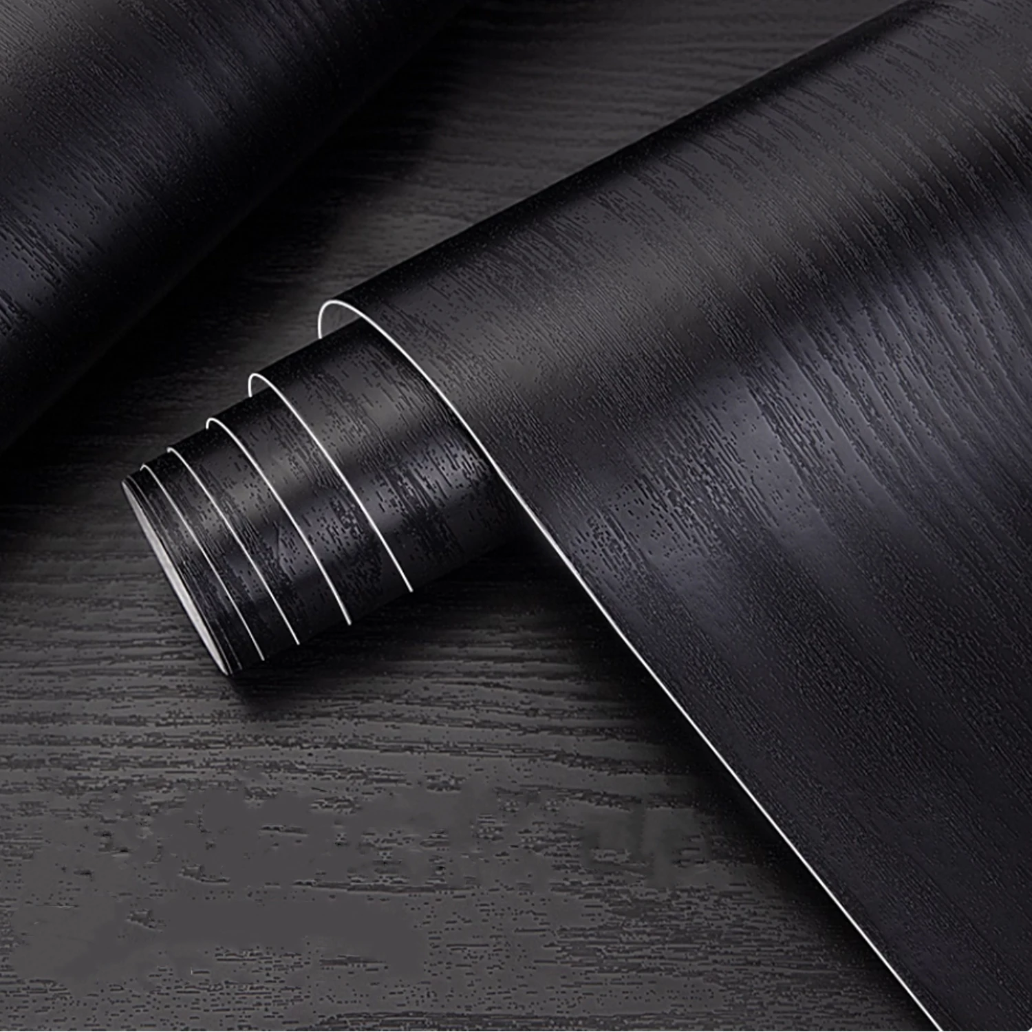 Black Wood Grain Thickening Wallpaper Boeing Film Furniture Kitchen Cabinet PVC Self-Adhesive Stickers Kitchen Vinyl Wallpaper