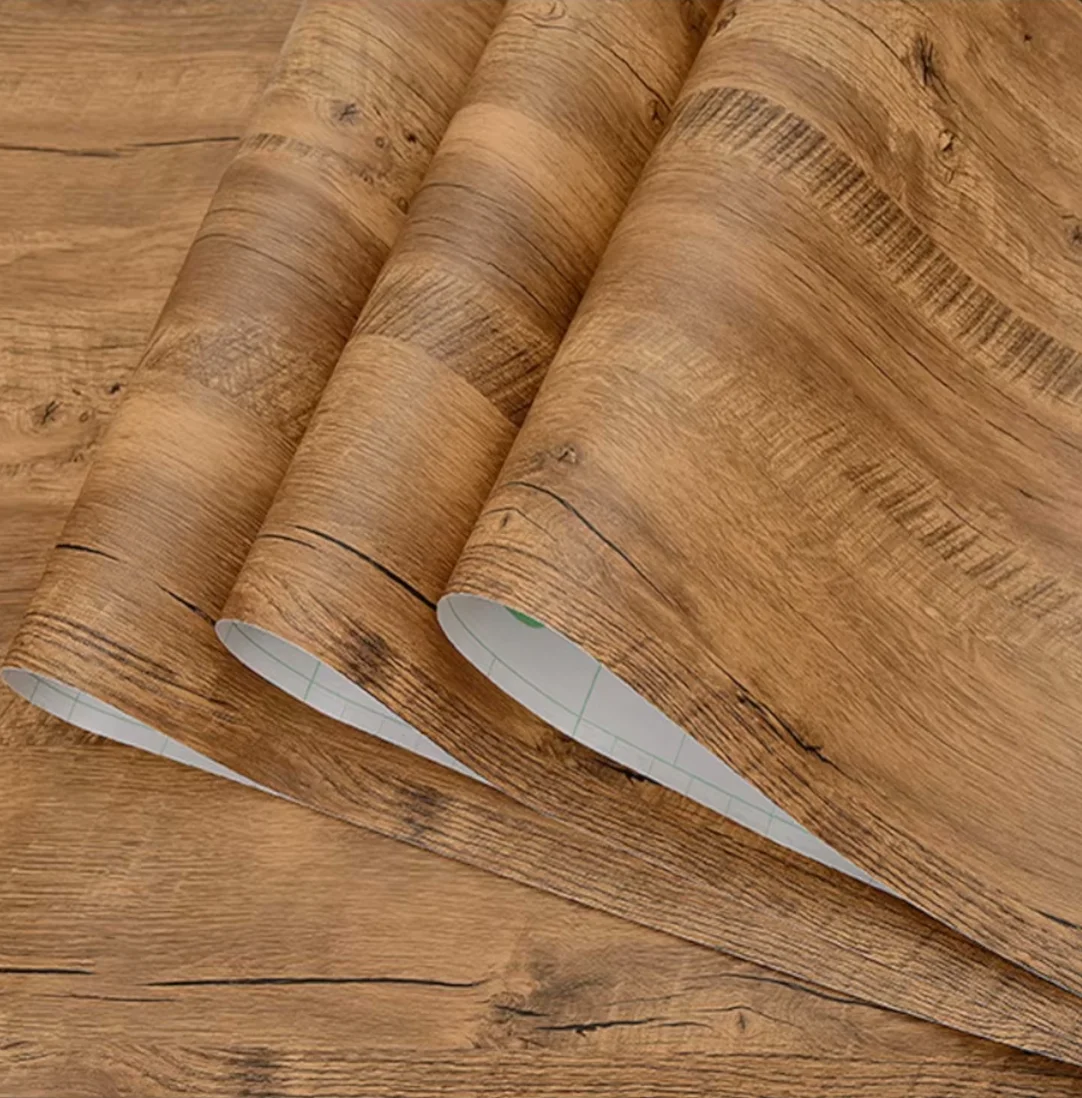 Black Wood Grain Thickening Wallpaper Boeing Film Furniture Kitchen Cabinet PVC Self-Adhesive Stickers Kitchen Vinyl Wallpaper