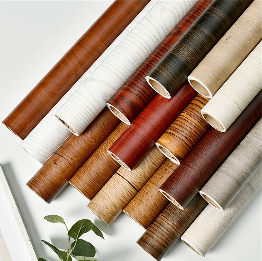Black Wood Grain Thickening Wallpaper Boeing Film Furniture Kitchen Cabinet PVC Self-Adhesive Stickers Kitchen Vinyl Wallpaper
