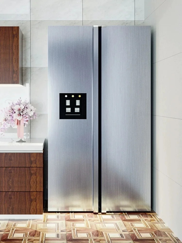 40cm PVC Waterproof Vinyl Wallpaper Stainless Brushed Silver Removable Film for Kitchen Elevator House Appliance Oil-Proof Decor