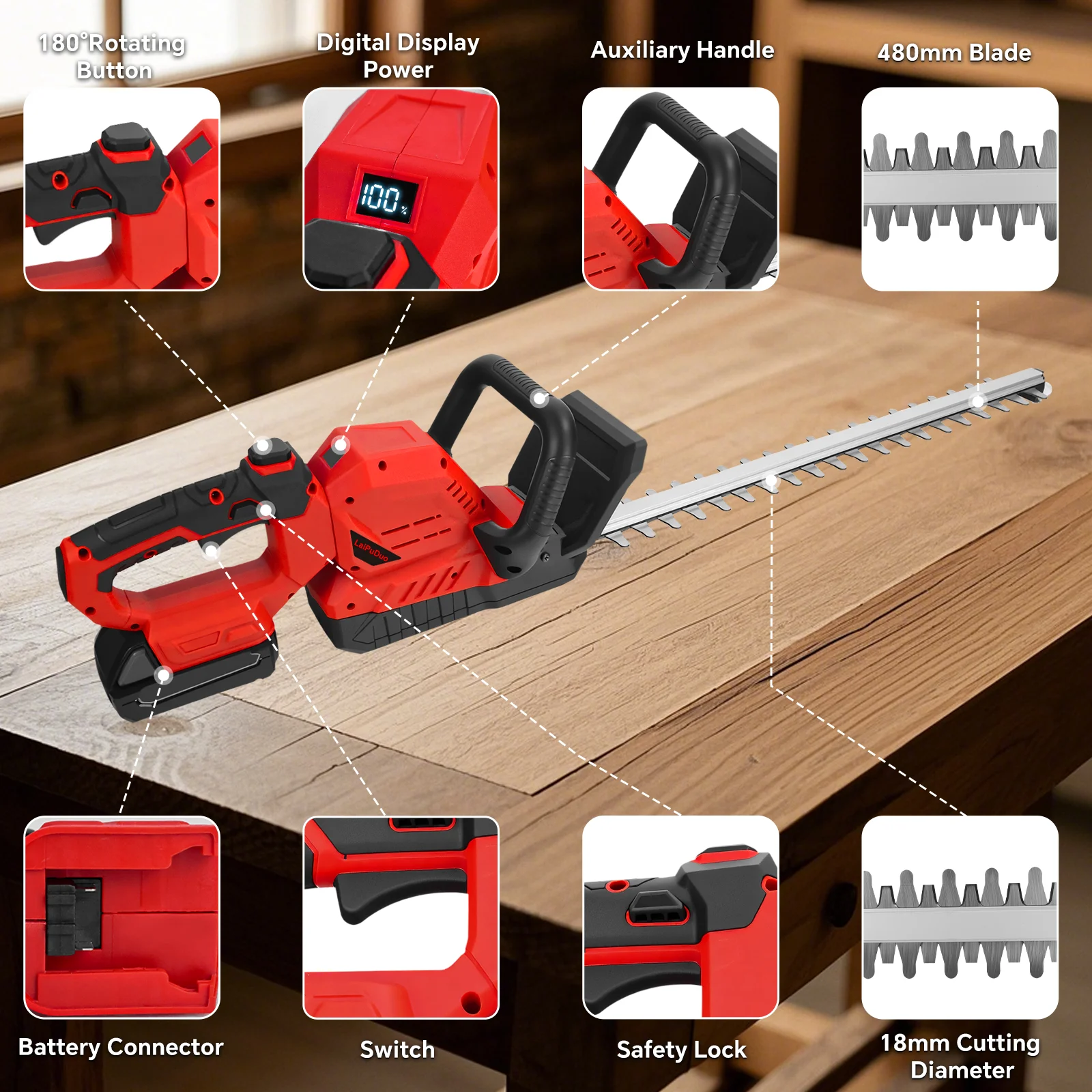 3000RPM Brushless Electric Hedge Trimmer Handheld Lawn Mower Cordless Garden Shrub Pruning Tools For Milwaukee 18V Battery Pin