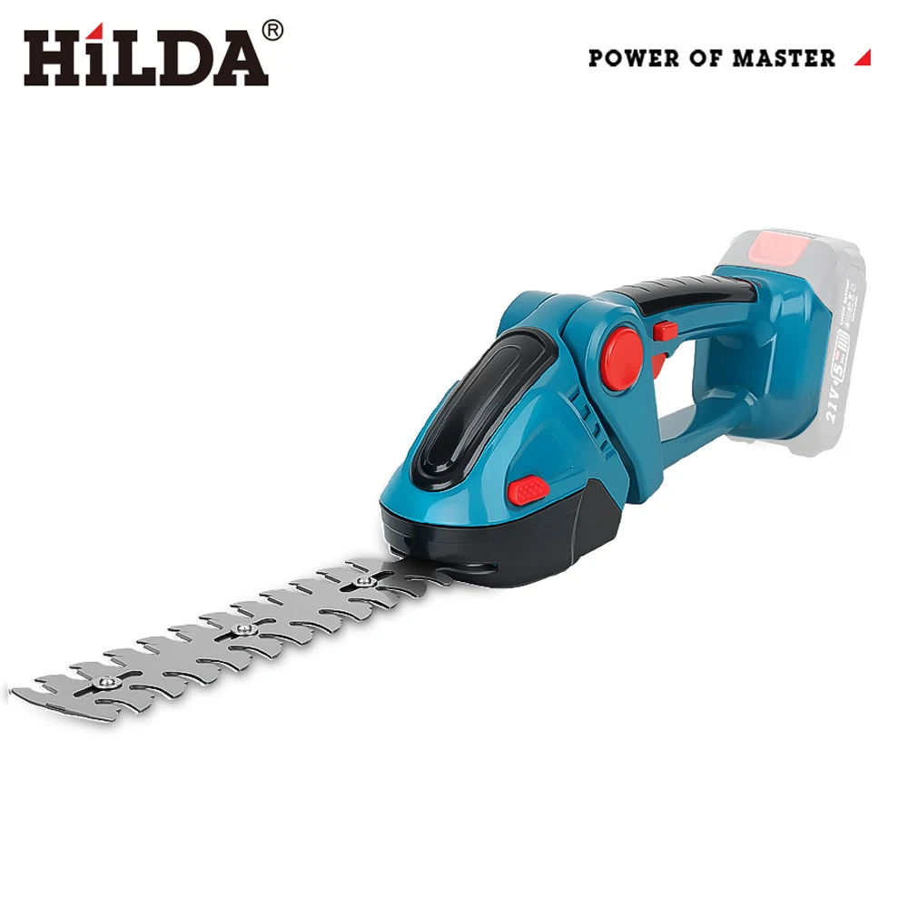 HILDA 2 IN1 Electric Hedge Trimmer Cordless Handheld Weeding Pruning Shear Shrub Mower Garden Tool For Makita 18V Battery