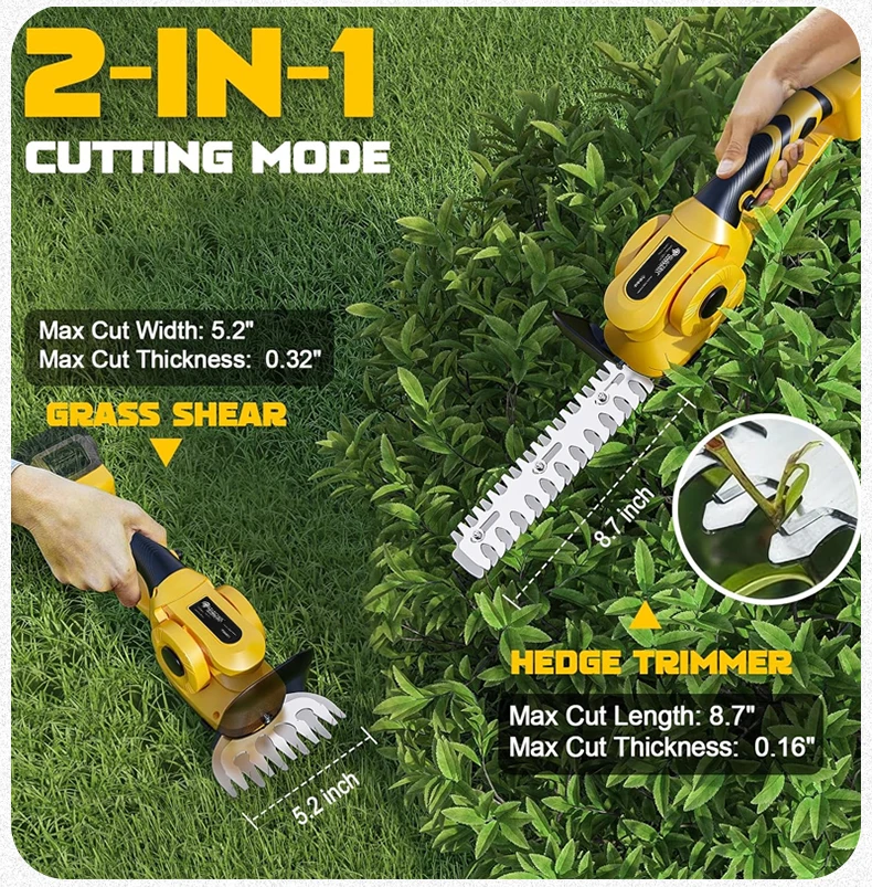Electric Goddess Brushless For Dewalt 20V Battery Pin 2 in 1 Cordless Grass Shears Garden Hedge Trimmer Rechargeable Power Tool