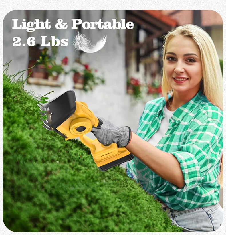 Electric Goddess Brushless For Dewalt 20V Battery Pin 2 in 1 Cordless Grass Shears Garden Hedge Trimmer Rechargeable Power Tool