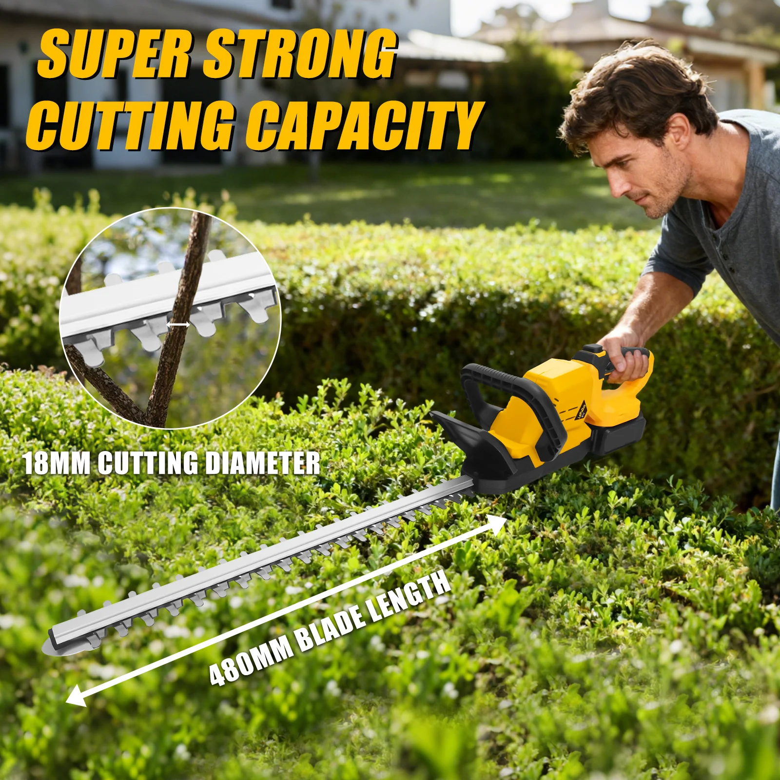 Brushless Electric Hedge Trimmer 3000RPM Cordless Portable Bush Trimmer Lawn Mower Garden Yard Tools For Dewalt 20V Battery Pin