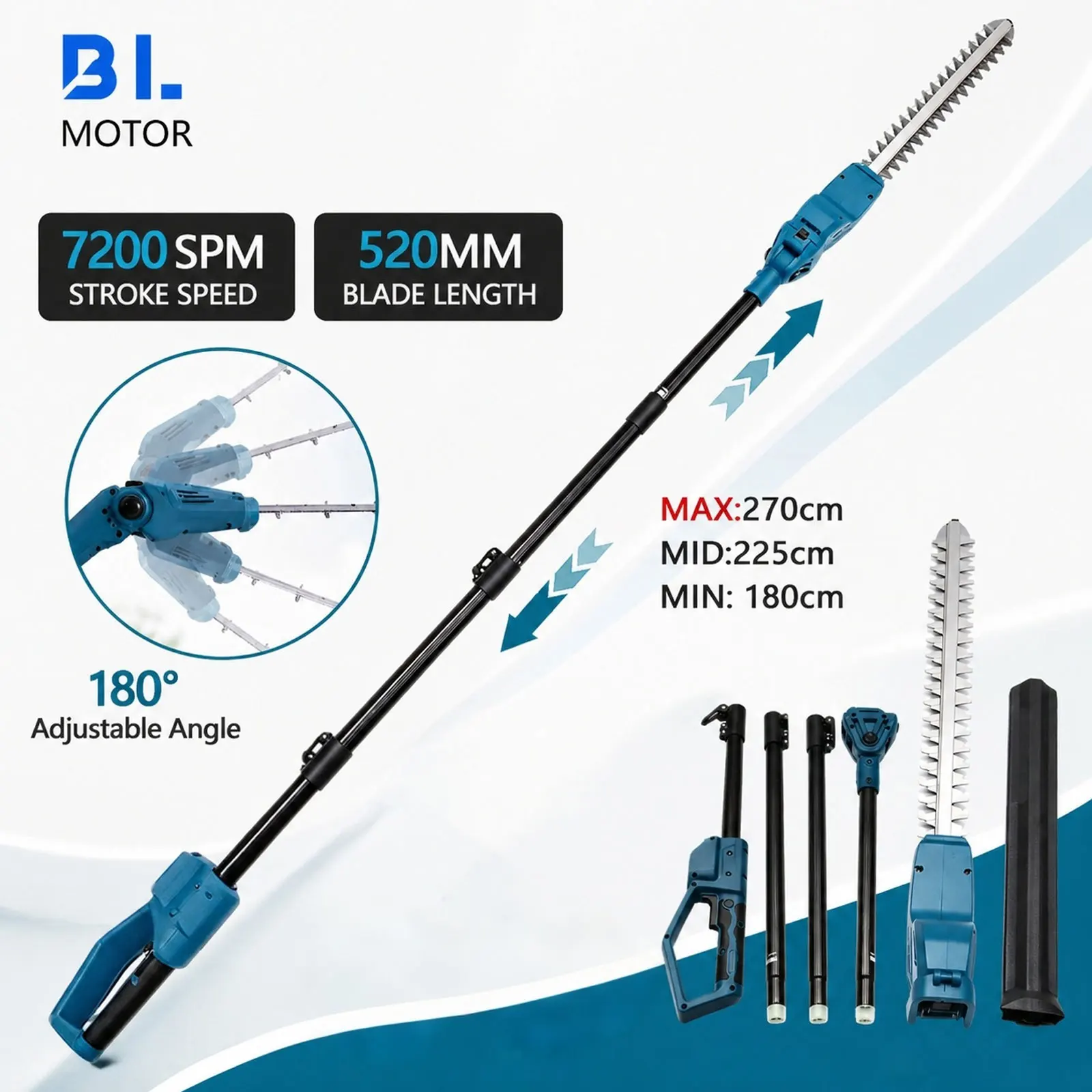 New Electric High Branch Hedge Trimmer Brushless Cordless Telescopic Hedge Shear For Makita 18V Battery Pin Garden Power Tools