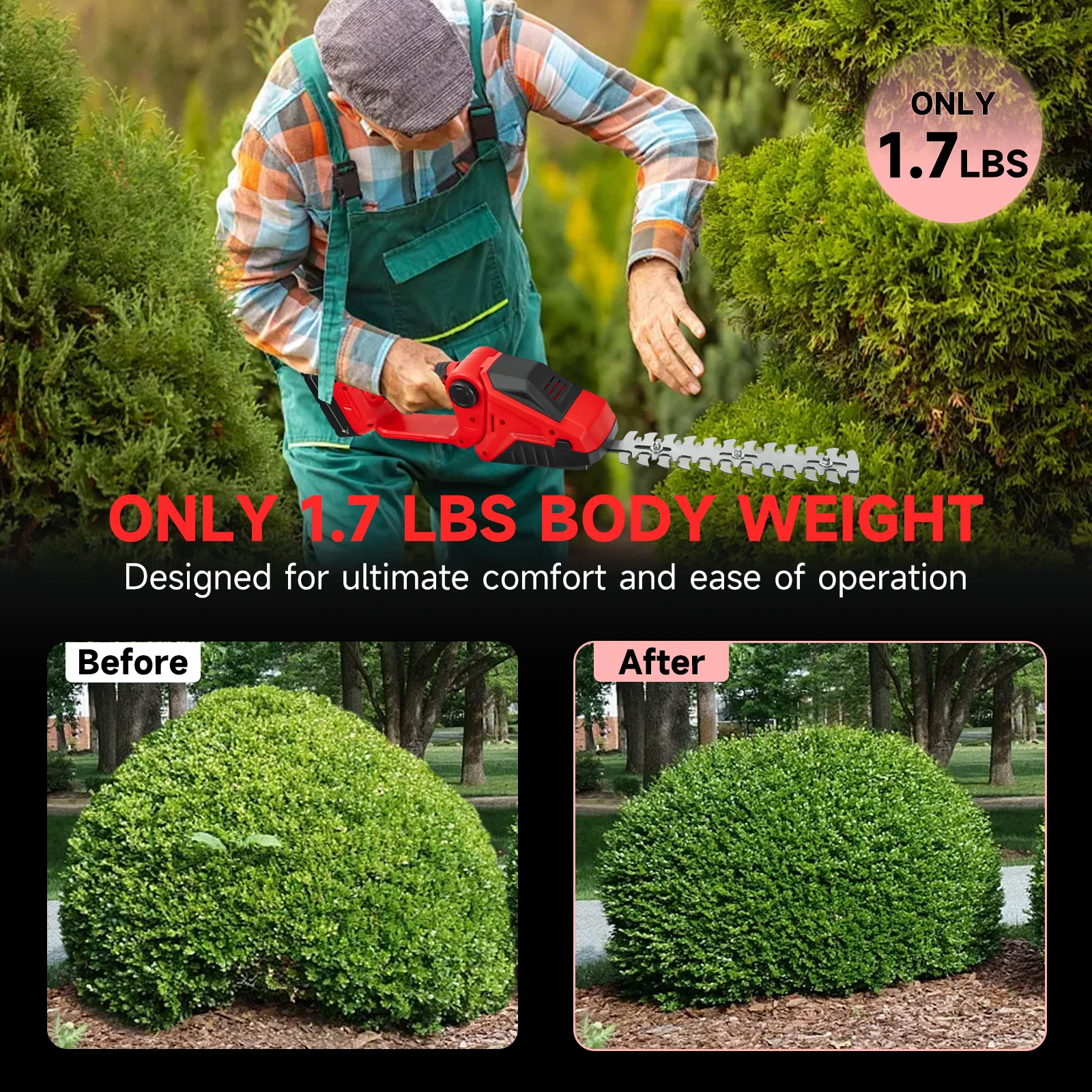 Cordless Hedge Trimmer for Milwaukee 18V Battery 2 in 1 Handheld Electric Hedge Trimmer Grass Shears Garden Tool (No Battery)