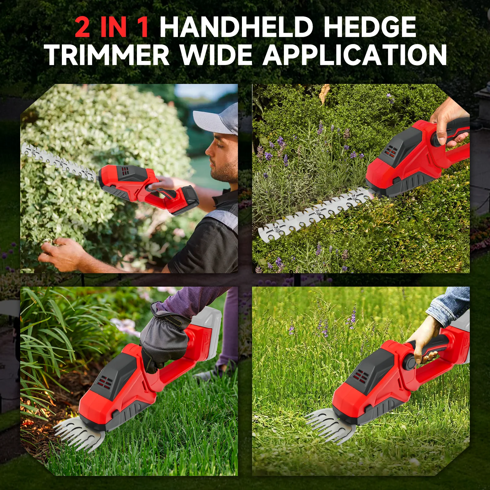Cordless Hedge Trimmer for Milwaukee 18V Battery 2 in 1 Handheld Electric Hedge Trimmer Grass Shears Garden Tool (No Battery)