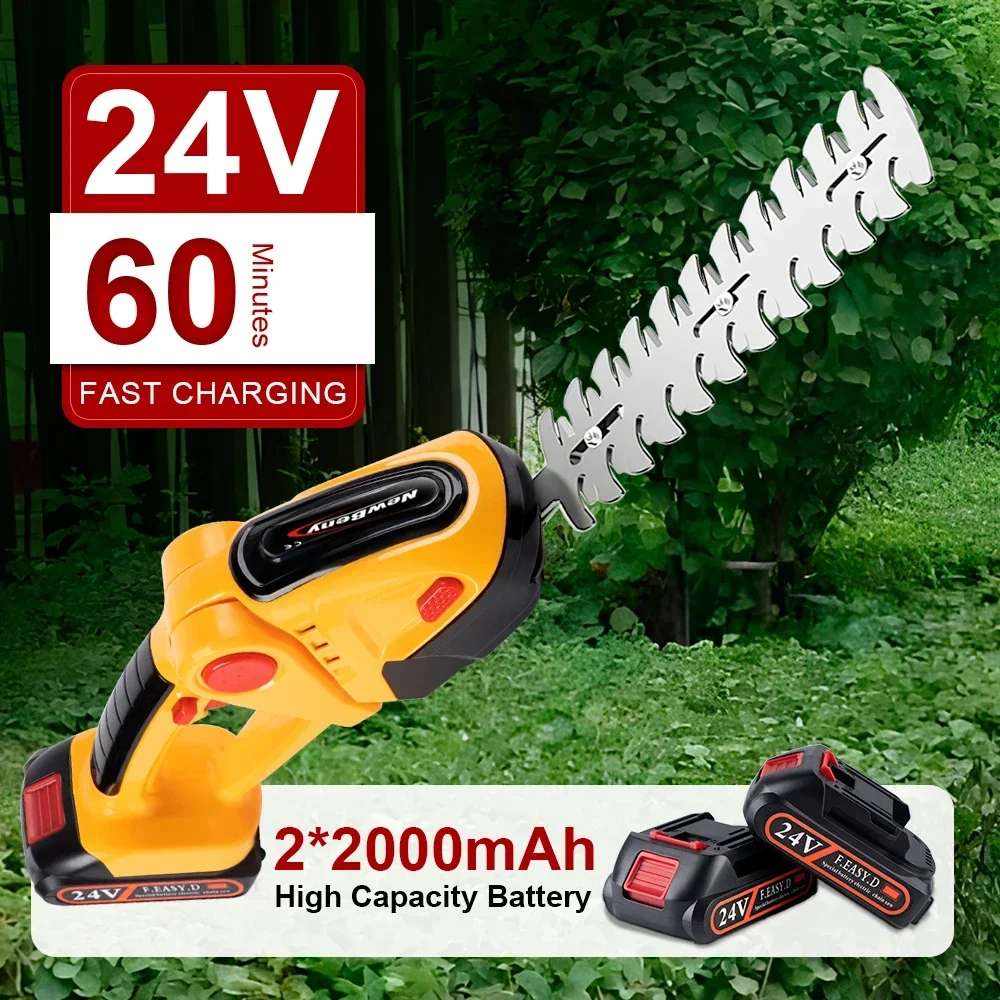2 IN 1 Cordless Electric Hedge Trimmer 20000RPM Rechargeable Handheld Household Shrub Weeding Pruning Mower Garden Tools