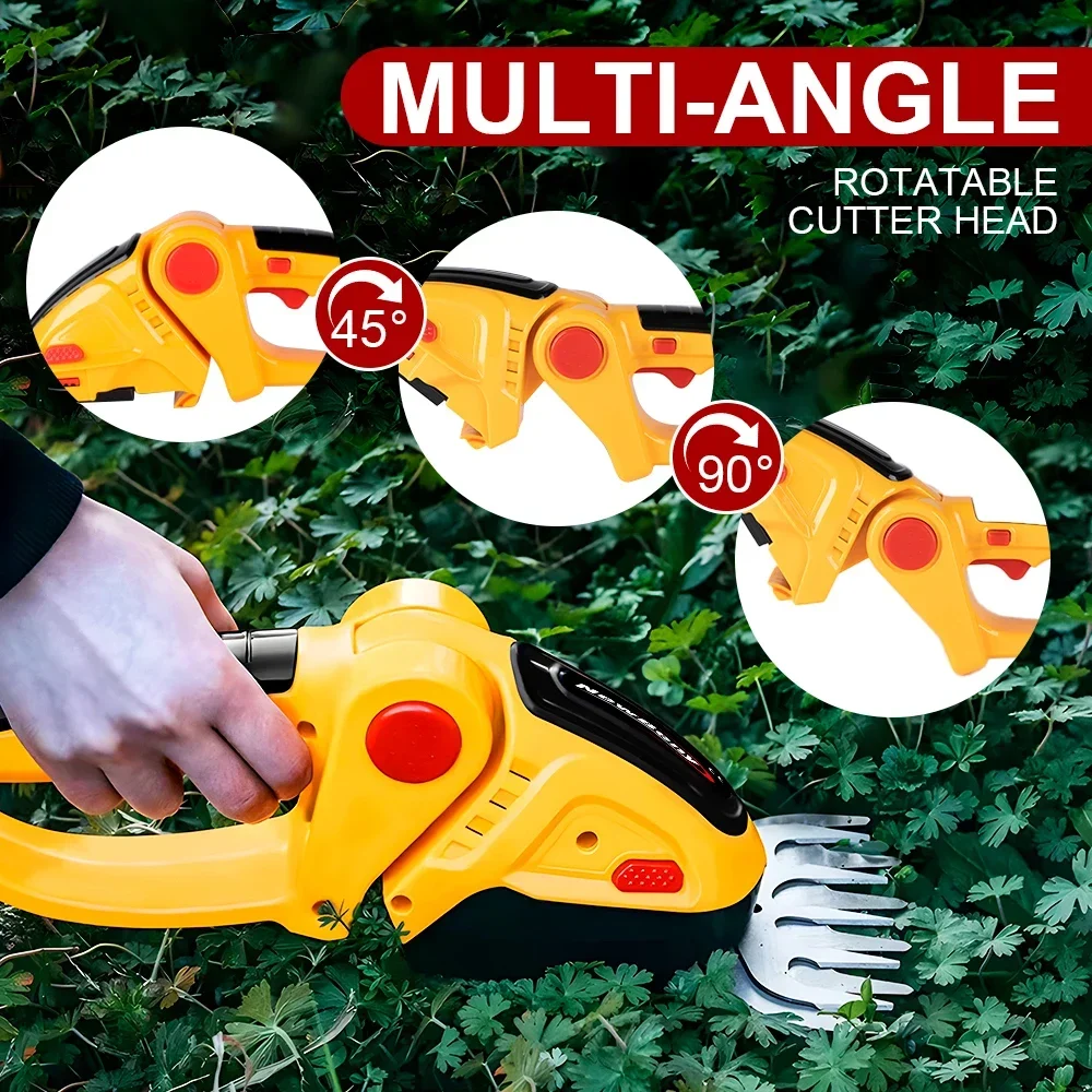 2 IN 1 Cordless Electric Hedge Trimmer 20000RPM Rechargeable Handheld Household Shrub Weeding Pruning Mower Garden Tools