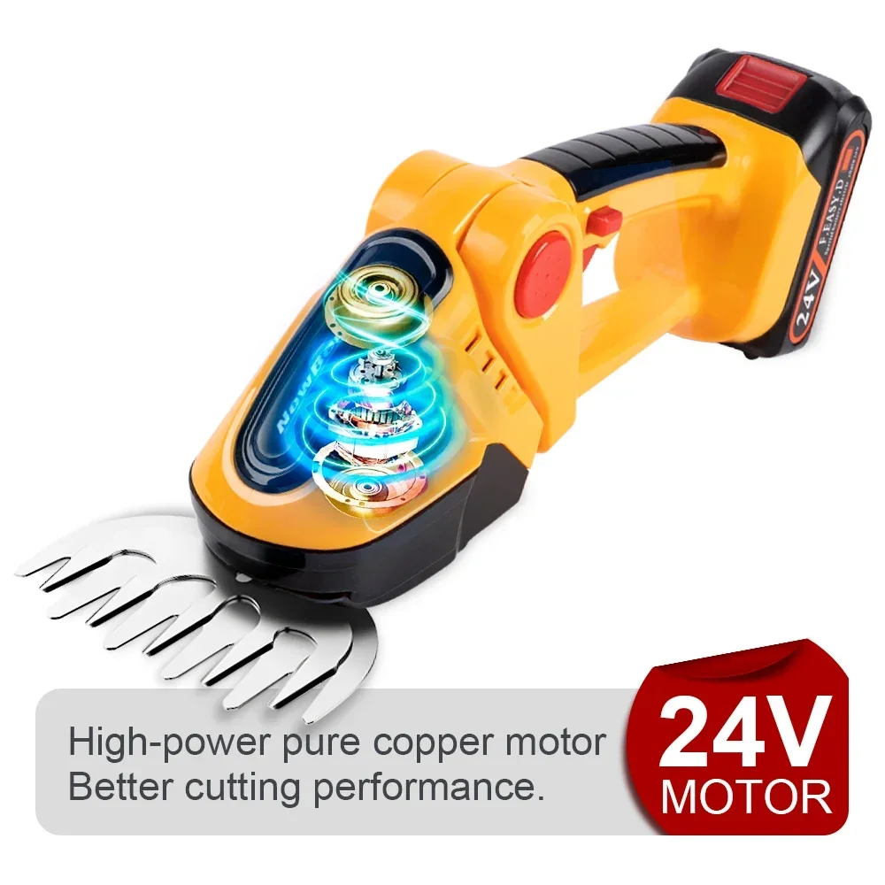 2 IN 1 Cordless Electric Hedge Trimmer 20000RPM Rechargeable Handheld Household Shrub Weeding Pruning Mower Garden Tools